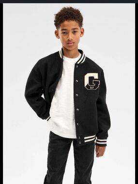 GAP Black Varsity Jacket with Cream Patch